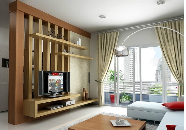 Vách ngăn bằng kệ đựng đồ, sách
