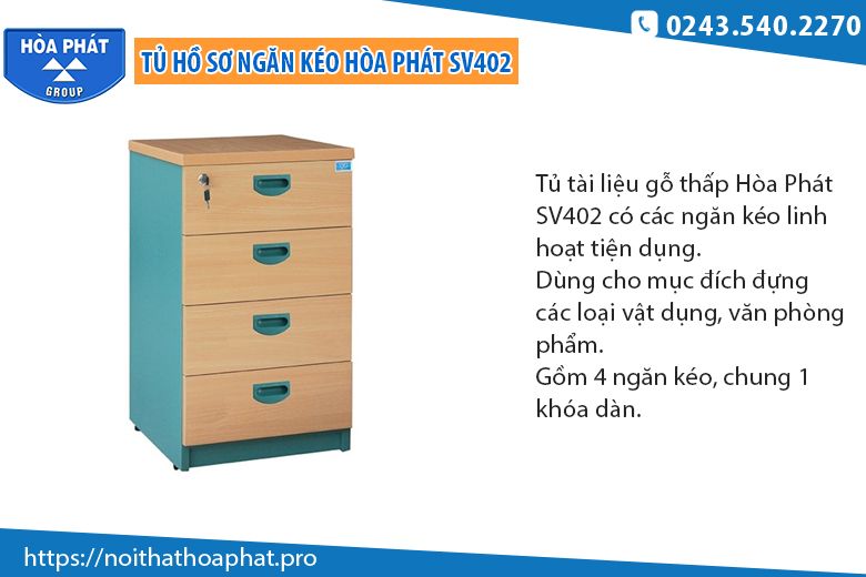 Tủ hồ sơ gỗ thấp SV402
