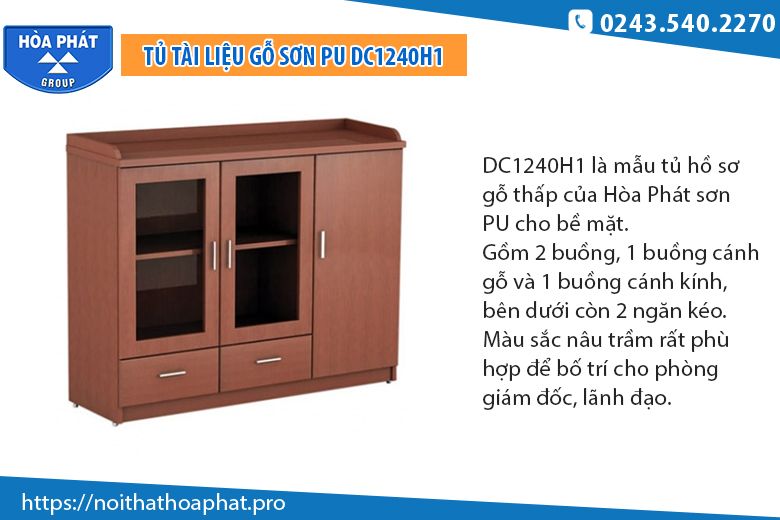 Tủ tài liệu thấp sơn PU DC1240H1