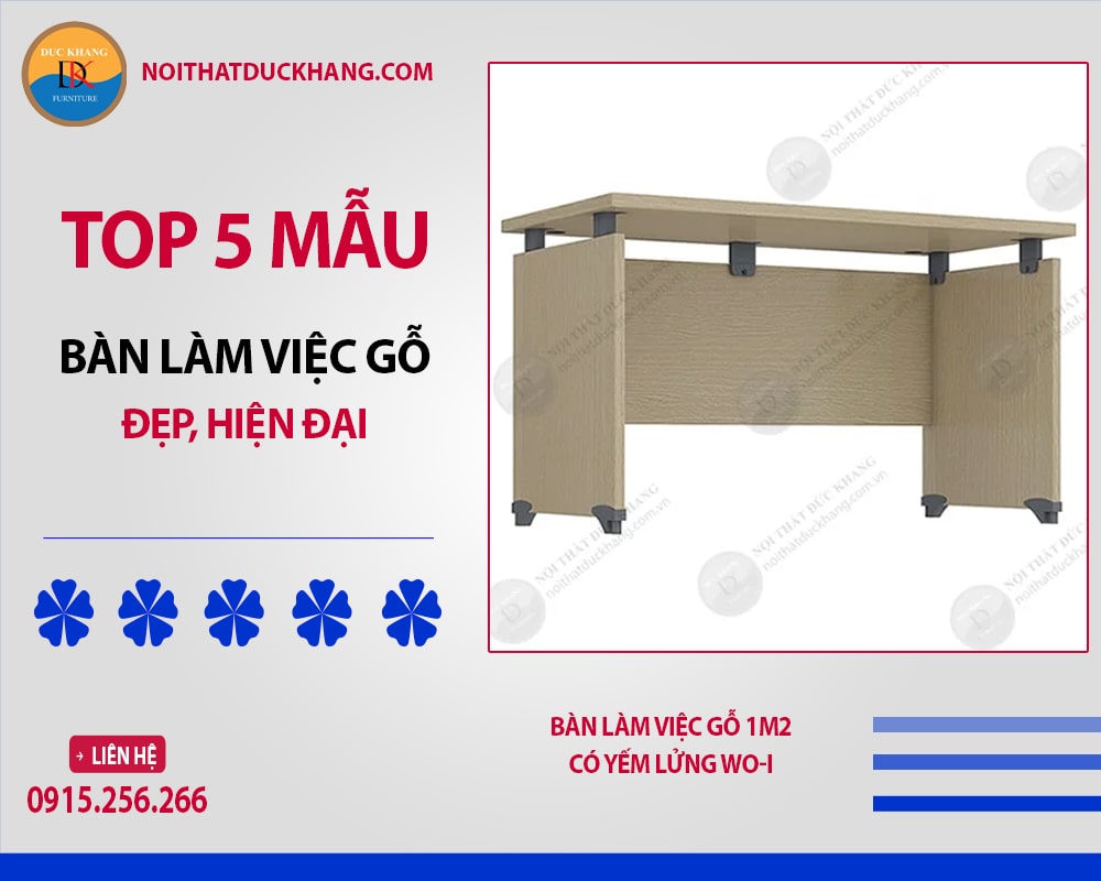 Bàn làm việc gỗ 1m2 có yếm lửng WO-I