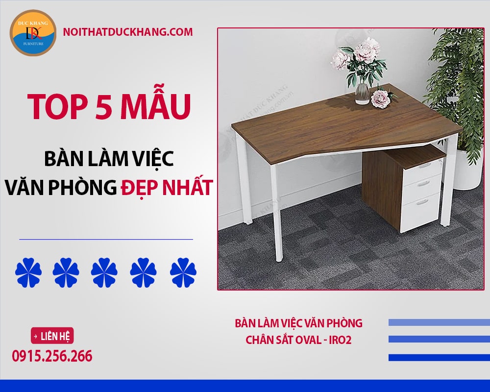 Bàn làm việc văn phòng chân sắt Oval - IRO2