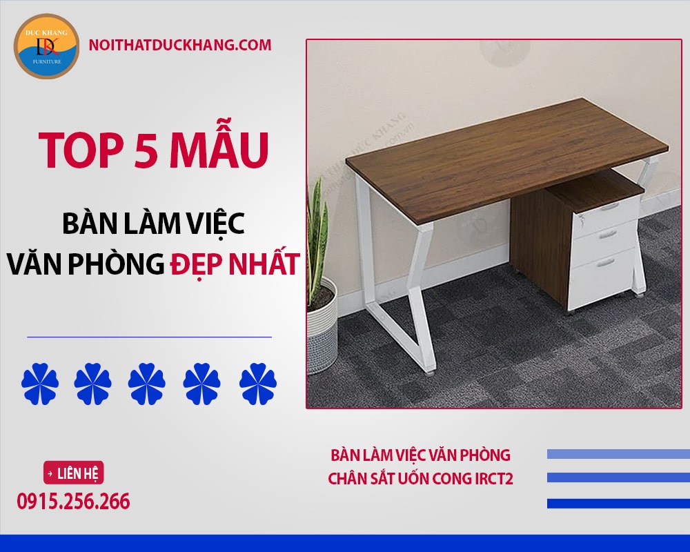 Bàn làm việc văn phòng chân sắt uốn cong IRCT2