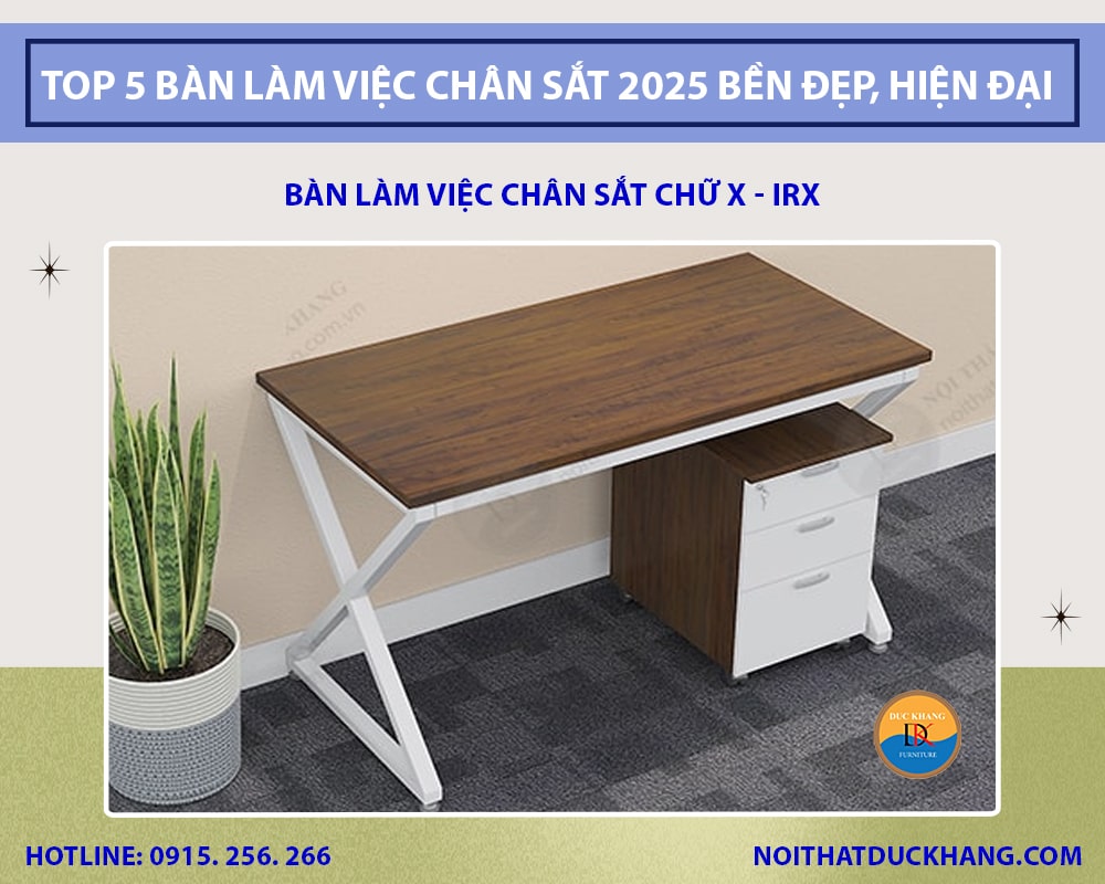Bàn làm việc chân sắt chữ X - IRX