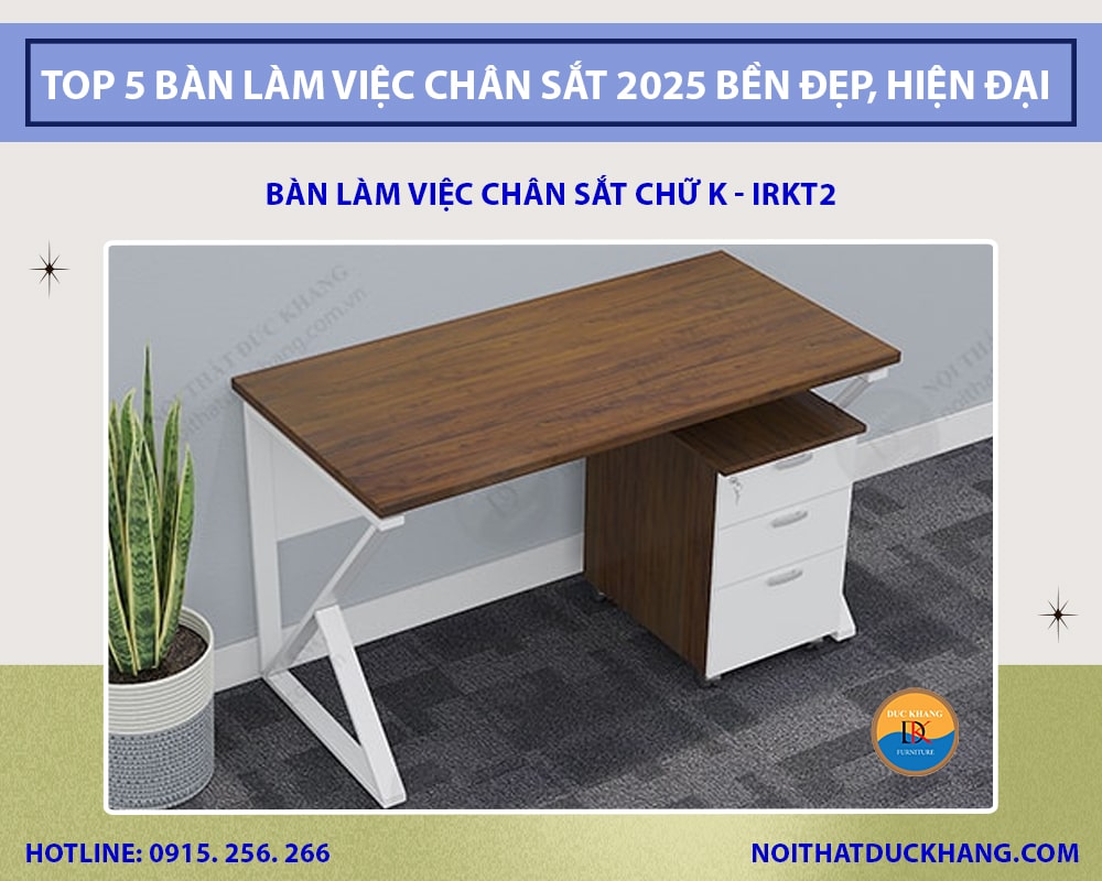 Bàn làm việc chân sắt chữ K - IRKT2