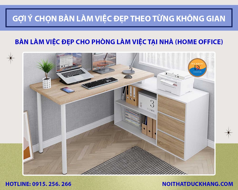 Bàn làm việc đẹp cho phòng làm việc tại nhà (home office)
