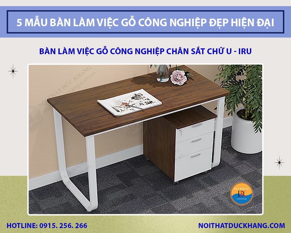 Bàn làm việc gỗ công nghiệp chân sắt chữ U - IRU