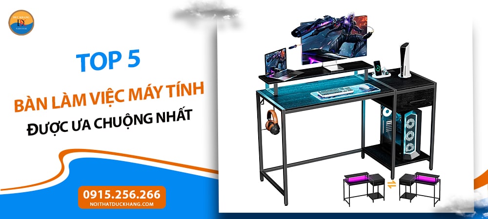 Bàn làm việc máy tính mặt gỗ chân sắt BTNDK53