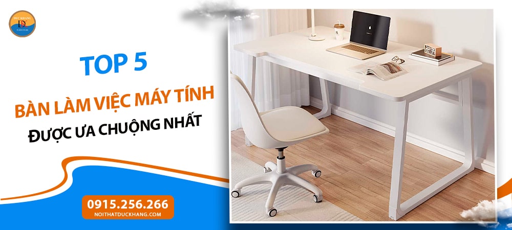 Bàn làm việc máy tính hiện đại, chân sắt hộp sơn tĩnh điện BTNDK49