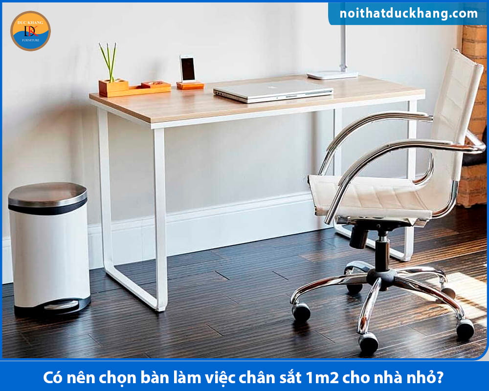 Bàn làm việc chân sắt 1m2 cho nhân viên làm việc tại nhà