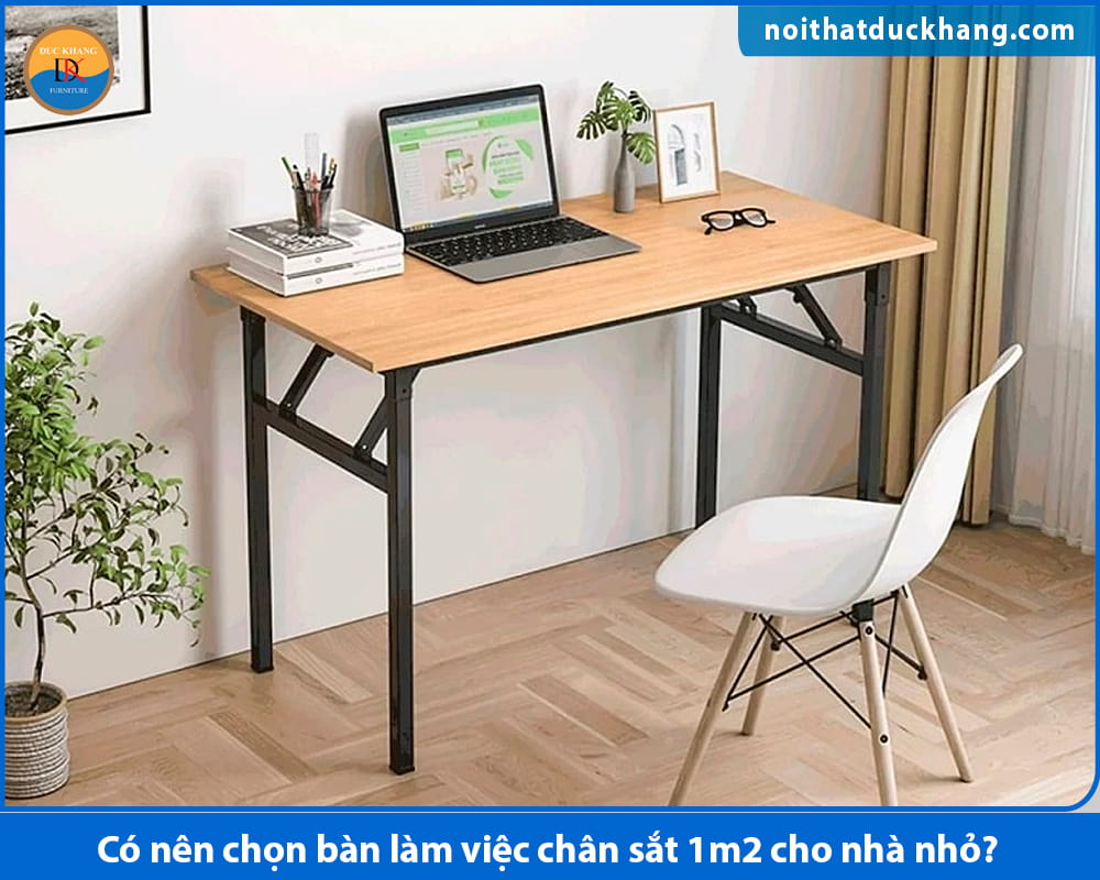 Bàn làm việc chân sắt 1m2 cho không gian làm việc tạm thời