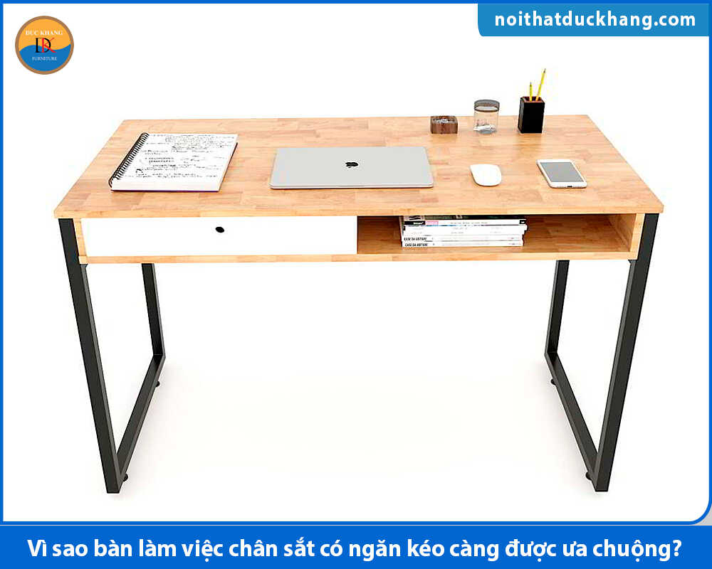 Vì sao bàn làm việc chân sắt có ngăn kéo càng được ưa chuộng?