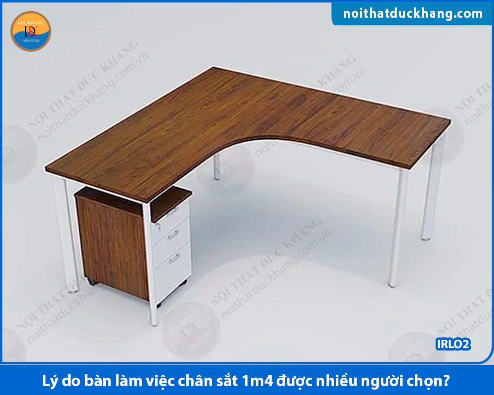 Bàn làm việc chân sắt 1m4 mặt gỗ IRLO2 chữ L