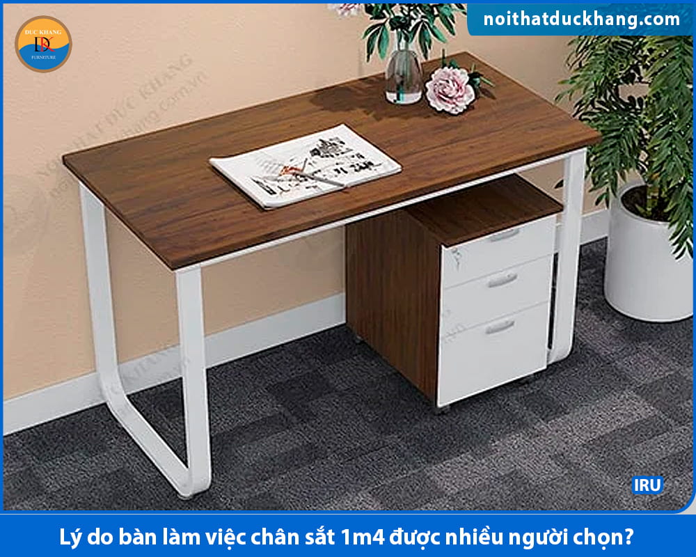 Bàn làm việc chân sắt 1m4 hình chữ U - IRU