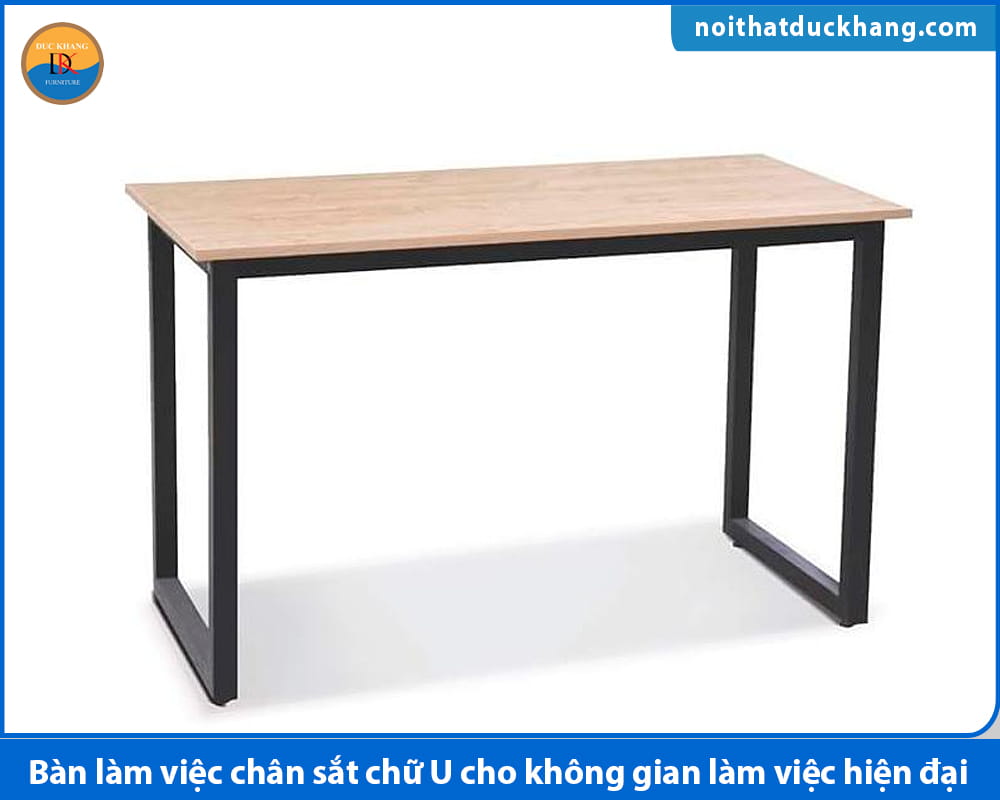 Bàn làm việc chân sắt chữ U mặt gỗ công nghiệp