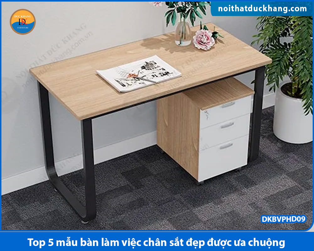 Bàn làm việc chân sắt đẹp chữ U - DKBVPHD09