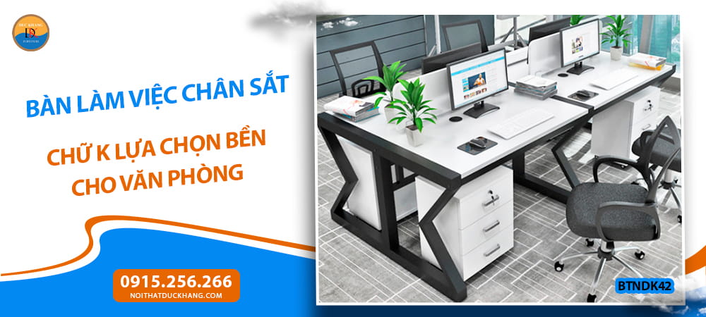 Bàn làm việc chân sắt chữ K cho văn phòng nhân viên