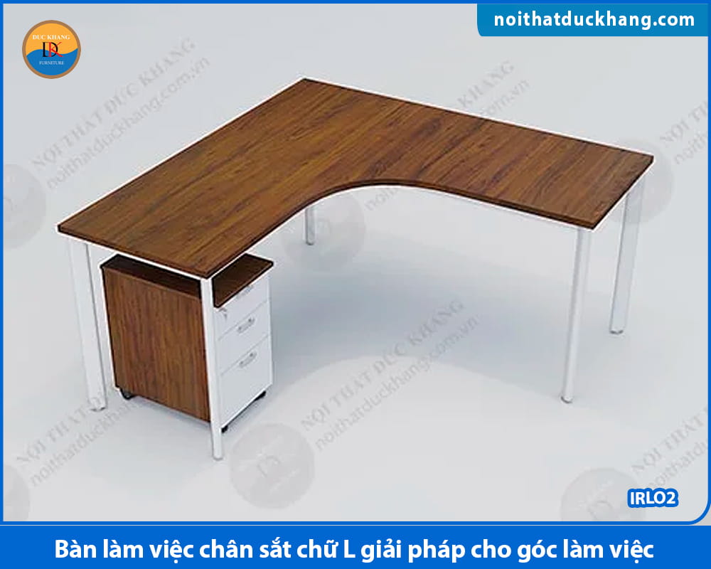 Bàn làm việc chân sắt chữ L giải pháp cho góc làm việc