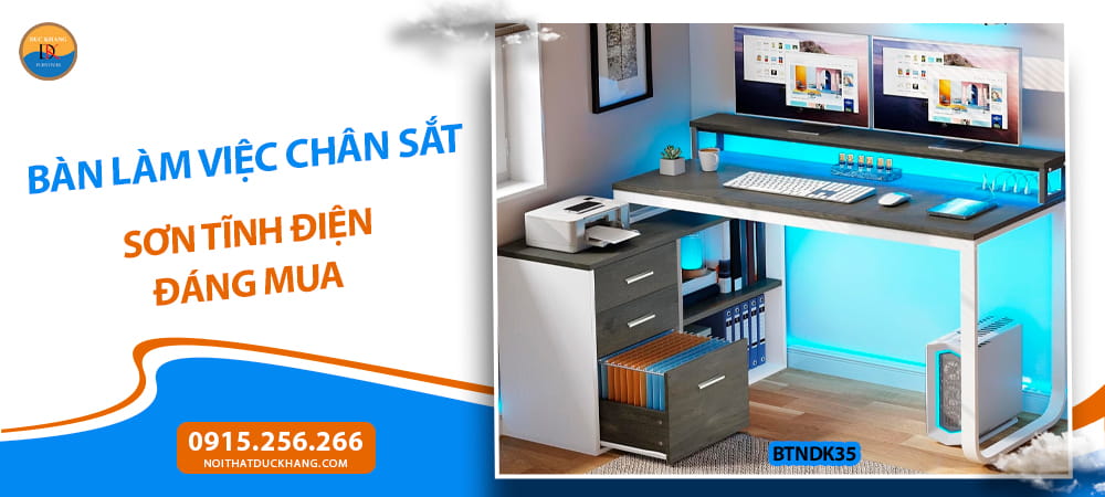 Bàn làm việc chân sắt sơn tĩnh điện đáng mua 2026