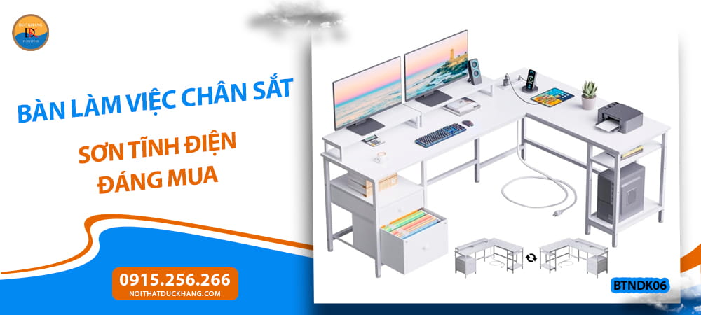 Bàn làm việc chân sắt sơn tĩnh điện đáng mua 2026